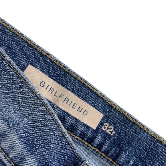 Gap 1969 Womens Girlfriend Vintage Jeans Size 32 R Blue Distressed Holes MidRise - Picture 8 of 11